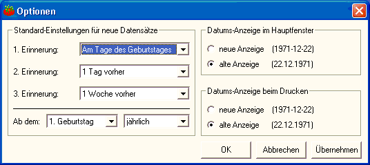 Dies ist das Dialogfeld Optionen unter Windows XP ...